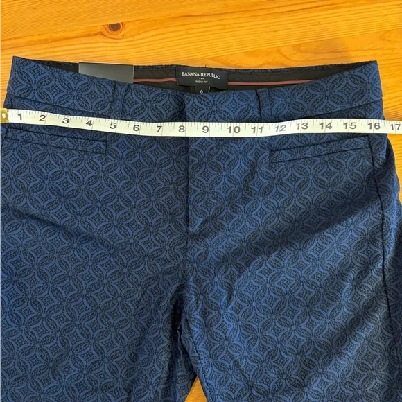 Banana Republic NWT Sloan Fit Navy Patterned Low Rise Ankle Pant - Size 6 - Picture 3 of 7